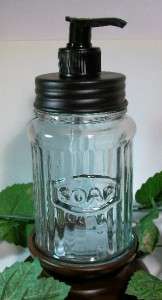 Hoosier Glass Jar Soap Dispenser Country Kitchen Bath  