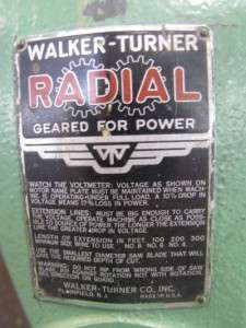 Walker Turner 12 Radial arm saw 3 phase 3 hp 20 travel vintage 