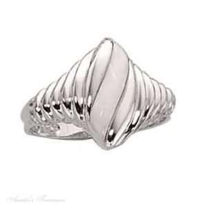   Marquise Shrimp Ring Imitation White Opal Stone Inset Size 10 Jewelry