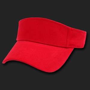 Red Brushed Cotton Golf Tennis Plain Adjustable Sun Visor Cap Caps Hat 