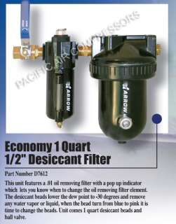   POINT OF USE DESSICANT AIR DRYER .01 micron oil removing filter  