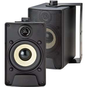   Compact 4 2 Way Indoor/Outdoor Speakers, Black (pair) Electronics