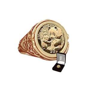   Chinese 2005 24K Gold Panda Coin 14K Filigree Ring