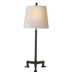   Buffet Lamp in Aged Iron with Natural Paper Shade