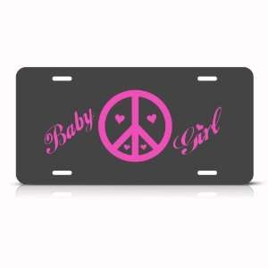 Baby Girl Peace And Love Novelty Metal License Plate Wall Sign Tag