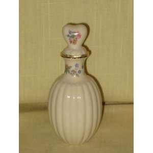   Cream & Gold w/ Flowers Porcelain Perfume Bottle 