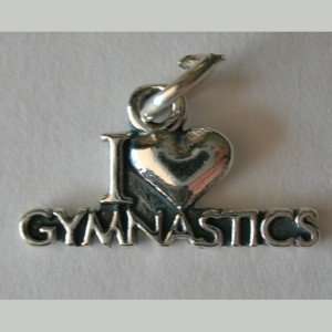  Sterling Silver I Love Gymnastics Charm