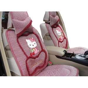  8pcs Pink Ice Kitty Auto Car Front Back Rear Seat Saddle Cover 