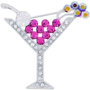    Martini Glass Pins Austrian Crystal Pink Brooches and pins Jewelry