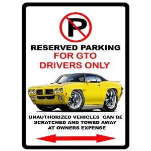  1970 Pontiac GTO Muscle Car toon No Parking Sign 