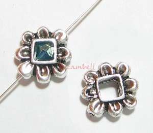 2x BALI STERLING SILVER Flower Frame Slide Bead Spacer  