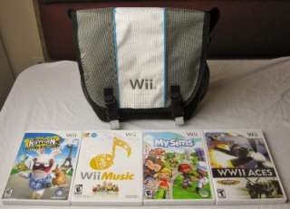   Wii Game Lot + Wii Messenger Bag * My Sims * Raving Rabbids 2 * Music