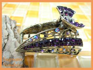 Glinted Purple Crystal Alligator Jaw Hair Clip Claw 676  