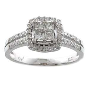   3ct Pave Princess Cut Diamond Engagement Ring (G H, I1 I2) Jewelry