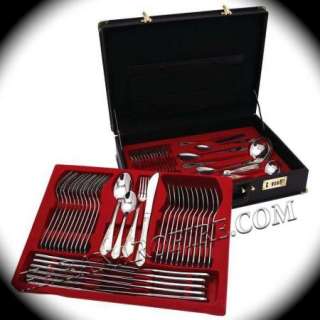 New 24k Gold Plated Trim Stainless Steel Flatware Set  