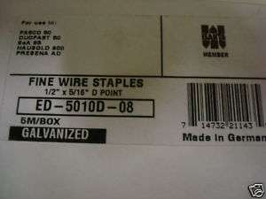 ED 5010D 08 1/2 x 5/16D Point Fine Wire Staples ME 50  