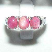 Three Star Rubies/Pink Sapphire Ladies 925 Ring sz 6.75  