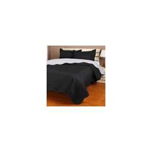 3 Piece Reversible Black/Grey Queen Quilt Bed Set 90x90 