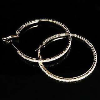 18K gold plated GP Swarovski crystal hoop earrings RB54  