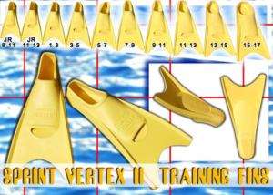 Sprint Vertex II Training Fins Swimming Swim New  