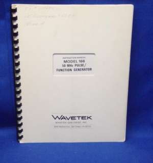 Wavetek Model 166 50 MHZ Pulse/Function Generator Instruction Manual