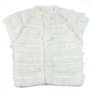    White Cotton Sweater/Vest with Mini Sheer Ruffles 