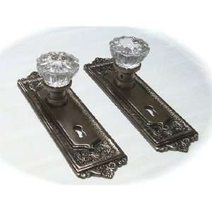  Pair of Pewter Egg&dart French Door Knobs W/all Hardware 