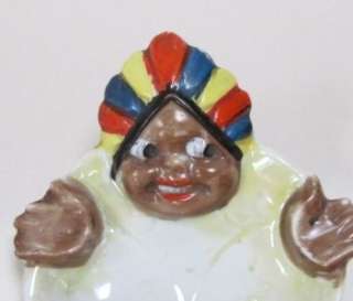 Black Americana Indian Head Dressed Figural Ashtray Made in Japan 