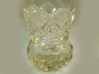 American Brilliant Cut Glass Toothpick Holder   Diamond/Fan Pattern 