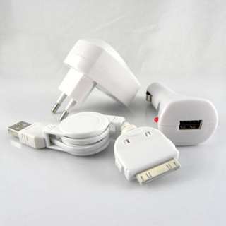 EU Car charger+home charger+USB cable for IPhone 3G 4G  