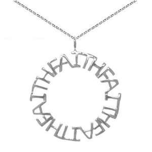  Sterling Silver Endless FAITH Open Circle Pendant on 16 