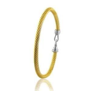   Designer Two Tone Twist Bangle Bracelet   Easy Hoop Clasp 7 Jewelry
