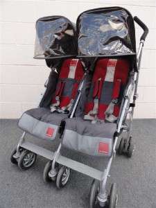 Maclaren Twin Techno Double Umbrella Stroller * Crimson Red/Silver 