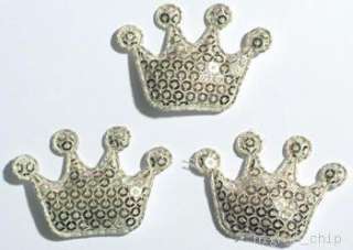30p Glitter Pad Sequin Crown Appliques  Princess Silver  