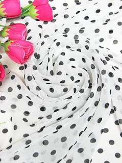 Dressmaking Retro Chiffon Polka Dots Fabric by Yards  