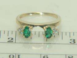   Gold Lab Created Emerald & Diamond Enhancer Jacket Ring Wrap  