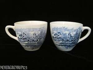 ENOCH WEDGWOOD TUNSTALL COUNTRYSIDE BLUE~2 CUPS~VINTAGE CHINA  
