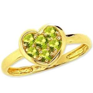   Gem Studded Sweet Heart Promise Ring Peridot, size8 diViene Jewelry