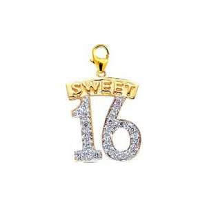  Sweet 16, 14K White Gold Diamond Charm Jewelry