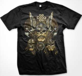  Celtic Viking Skulls Mens Tattoo T shirt, Viking Skulls 
