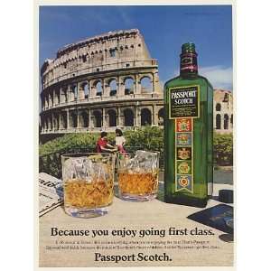  1982 Passport Scotch Bottle Rome Colosseum First Class 