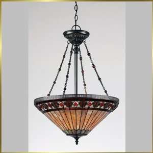 Tiffany Chandelier, QZTF1912VB, 3 lights, Antique Bronze, 20 wide X 