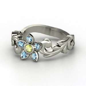   Jasmine Ring, Sterling Silver Ring with Peridot & Blue Topaz Jewelry
