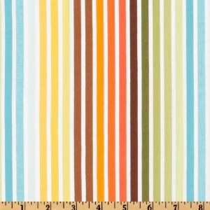  44 Wide Remix Stripes Turquoise/Orange/Green Fabric By 