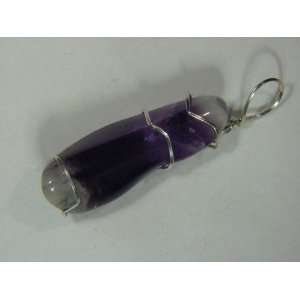  Sterling Silver Wire Wrapped Chevron Amethyst Dogtooth 