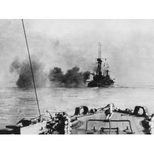  French Battleship in Action in the Dardanelles During World War 